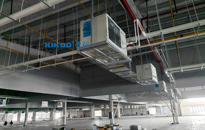 大型制衣廠整體降溫-應用工業省電空調（蒸發冷省電空調）臥式軸流機