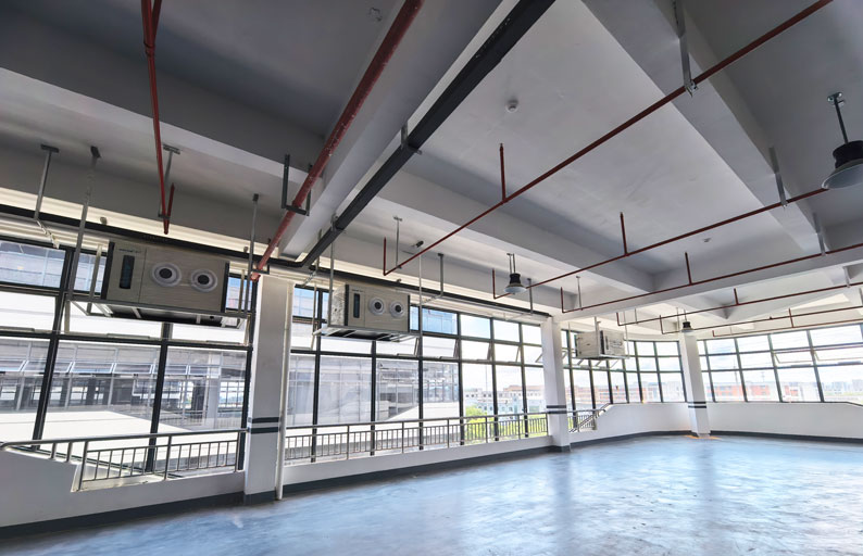 工業(yè)廠房車間降溫解決方案，應(yīng)用蒸發(fā)冷省電空調(diào)-臥式射流空調(diào)