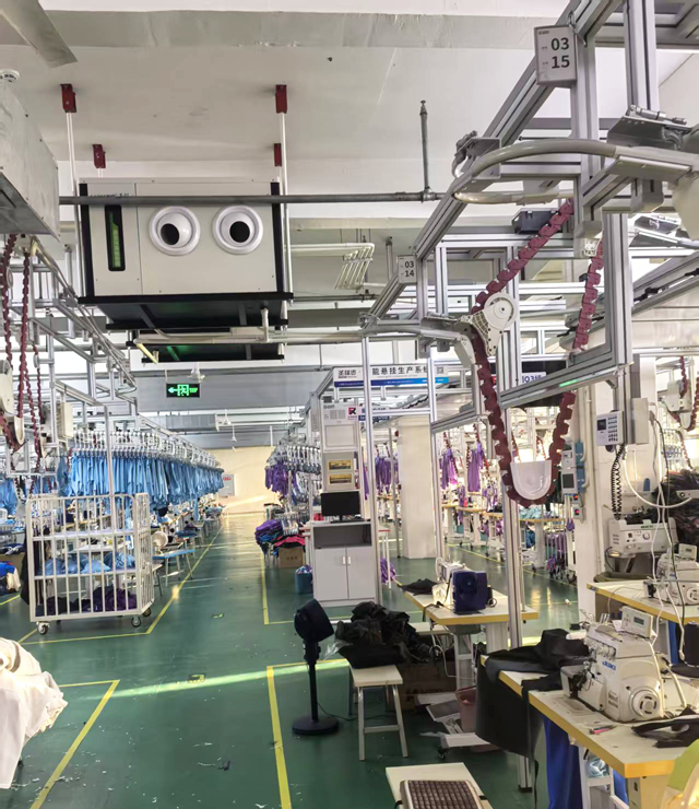 服裝車間空調新方案：蒸發(fā)冷省電空調-臥式射流空調