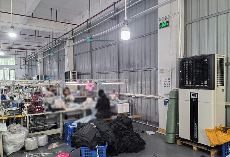 1000 平米服裝廠降溫安裝工業(yè)省電空調(diào)-立式軸流機