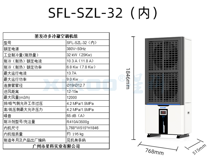 蒸發(fā)式多冷凝空調(diào)SFL-SZL-32（立柜雙風(fēng)口軸流空調(diào)）整體降溫