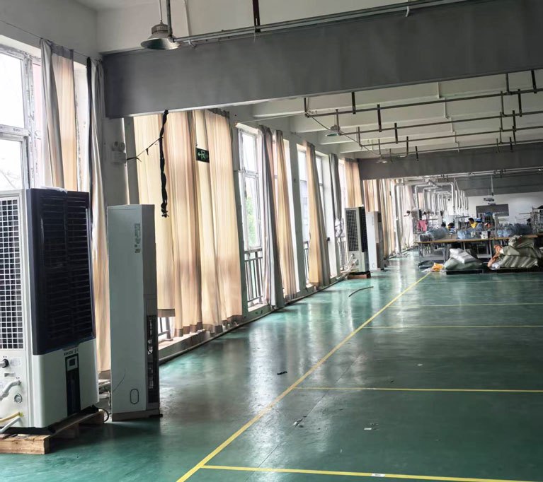 2000平方車間降溫，應(yīng)用蒸發(fā)冷省電空調(diào)-立式軸流雙風(fēng)口機(jī)組